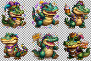 Watercolor Mardi Gras Crocodile Clip, an Illustration by Sublimation Artist (Thumbnail 4 of 6)