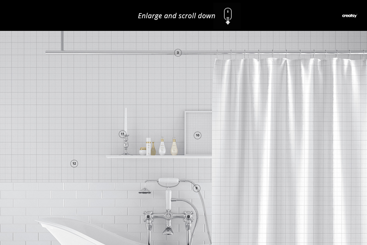 Bath Curtain v.4 Mockup, a Household Mockup by creatsy2 (Photo 2 of 3)
