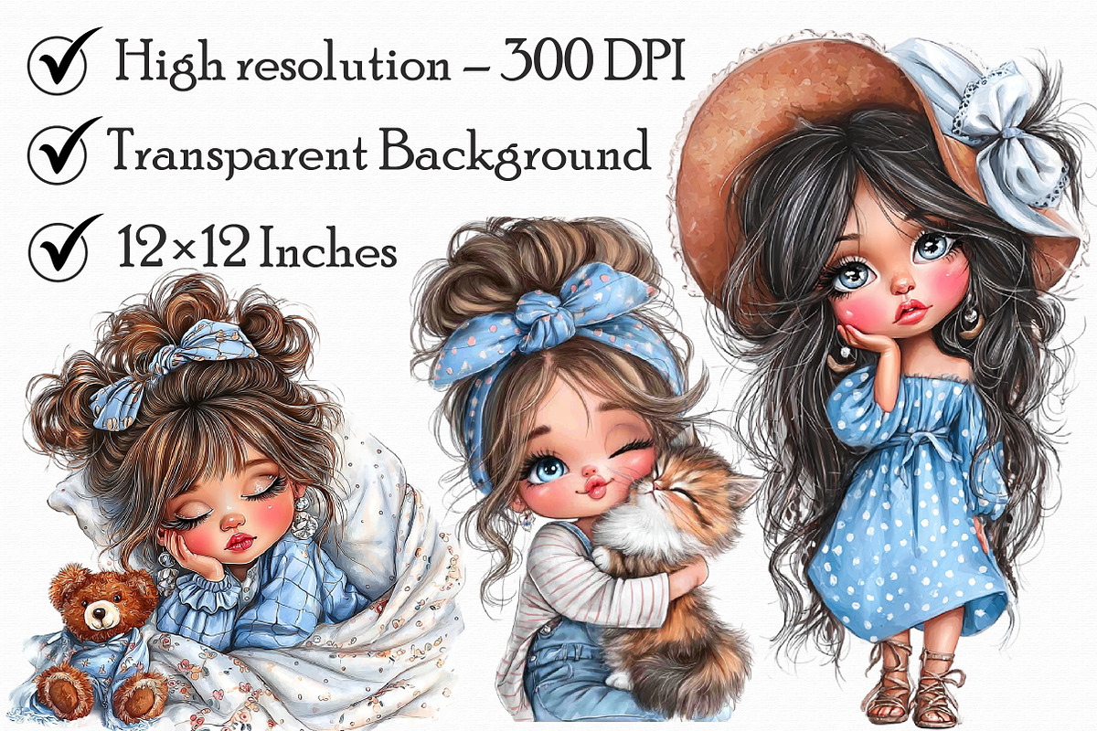 Quirky Cute Little Girl Clipart, an Illustration by Libby Wishes (Photo 2 of 7)