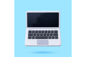 3D open laptop computer