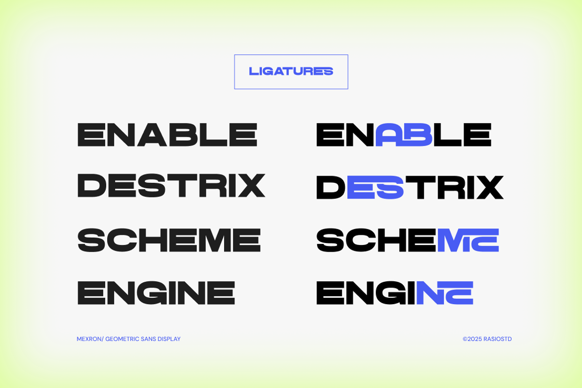 Mexron Geometric Sans Display Font, a Sans Serif Font by Rasio Studio (Photo 6 of 8)