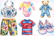 Watercolor Kids Clothing Clipart PNG, an Object Illustration by Canvas Craft (Thumbnail 4 of 4)