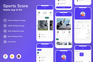 Sports Score Mobile App UI Kit, an UI Kit Template by Betush