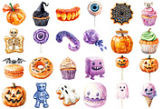 Watercolor Halloween Sweets Clipart, an Illustration by Daily.Designs (Thumbnail 2 of 3)