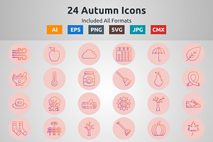 Line Gradient Circle Icon Of Autumn