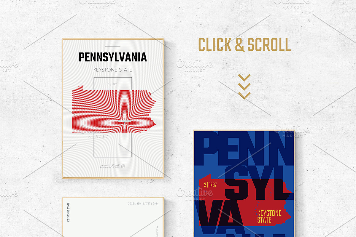USA State Maps | Posters 3 Styles 1, an Illustration by MaximGertsen (Photo 3 of 8)