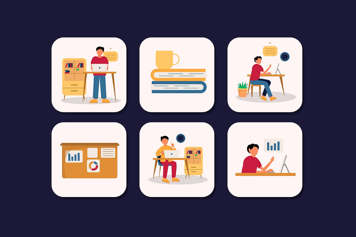 Office Working Illustration, a Work Illustration by Rishsketch (Photo 8 of 9)