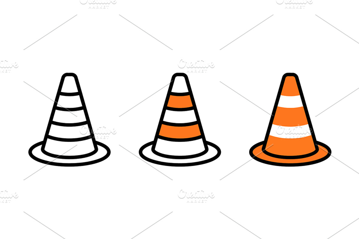 Traffic Cone Vector Set, an Object Graphic by Artonix (Photo 2 of 3)