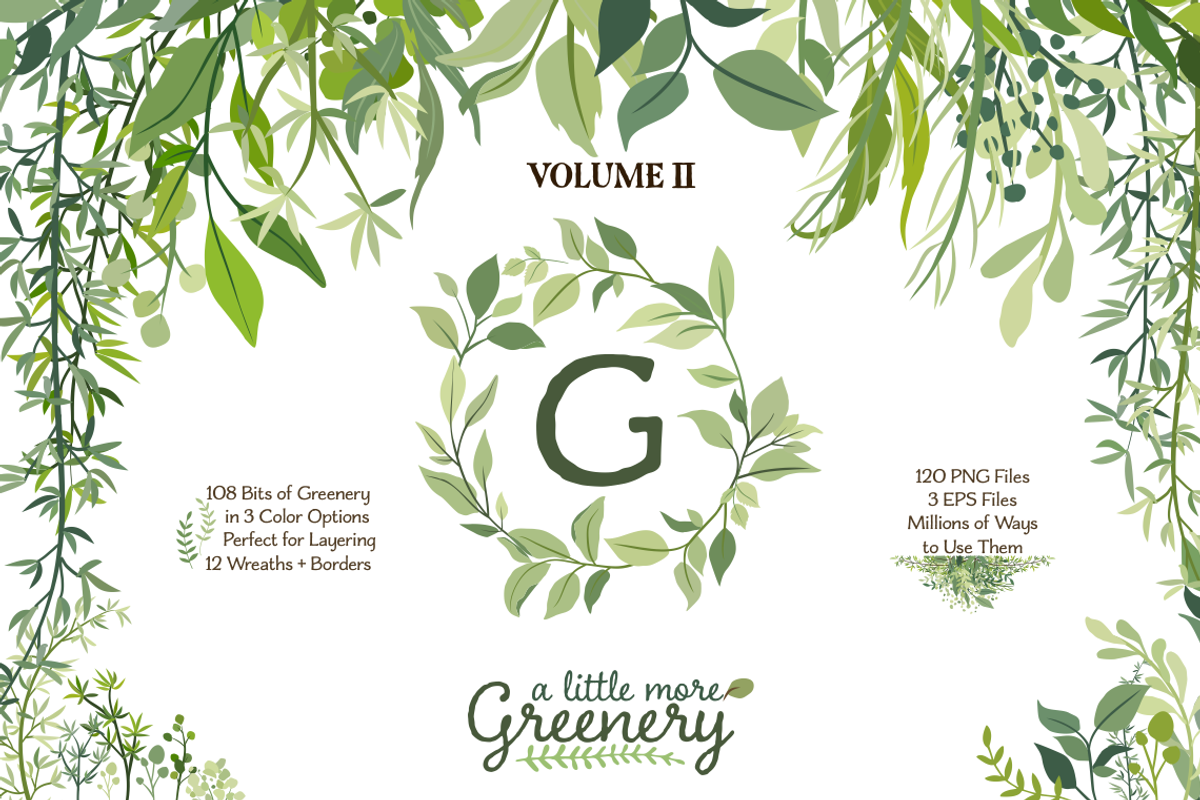 Greenery 2 - More Leaves & Wreaths, an Illustration by Kelly Jane Creative (Photo 1 of 4)