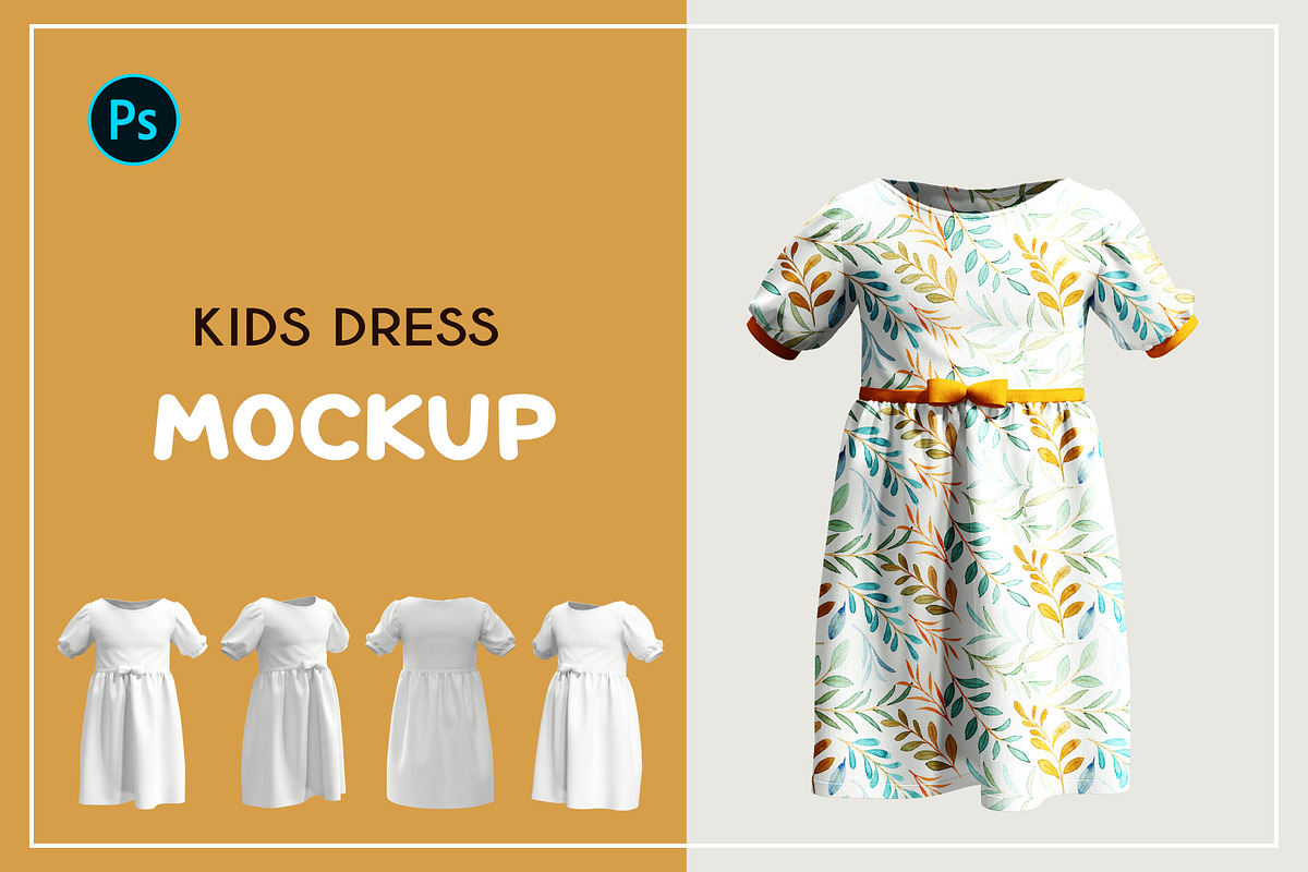Kids dress mockup, an Advertising Mockup by PudraART (Photo 1 of 6)