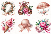 Watercolor Romantic Summer Clipart, an Illustration by OK Design (Thumbnail 3 of 5)
