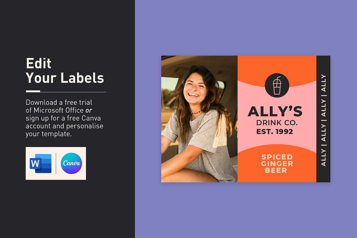 Ally Bottle Label Template, a Stationery Template by Mountain Folk Creative (Photo 2 of 5)