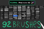92 FLORAL brushes for PROCREATE X5, a Brush Add-On by Graphics Resources (Thumbnail 14 of 15)