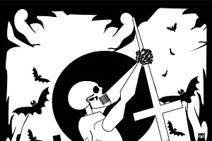 Skeleton Holding Cross. A skeletal