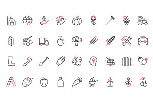 Farm agriculture organic icons, an Animal Illustration by Lemberg Vector