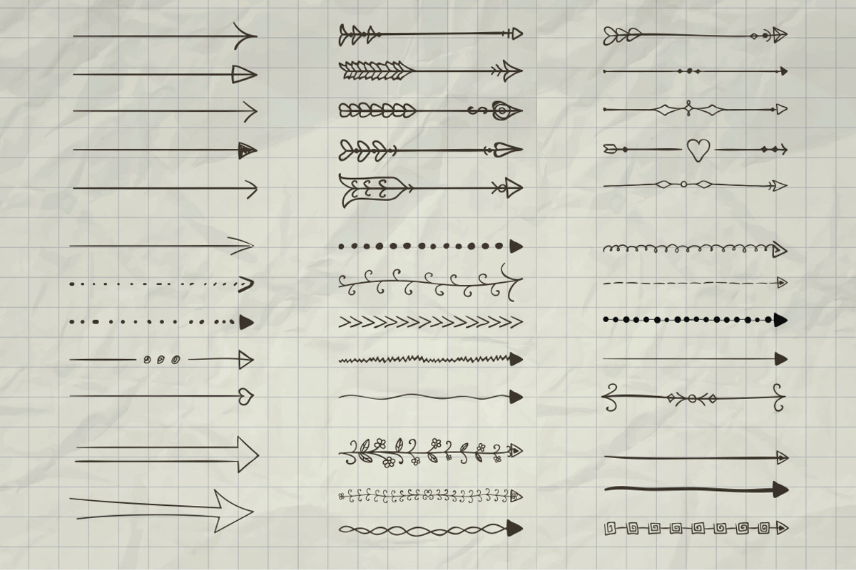 Illustrator Arrow-Shaped Art Brushes, a Brush Add-On by Olya Creative (Photo 3 of 6)