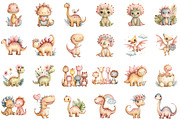 Watercolor Cute Dinosaurs Clipart, an Illustration by Sublimation Artist (Thumbnail 2 of 6)
