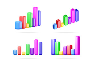 Four sets of colorful 3d bar graphs, a Finance Illustration by Abscent
