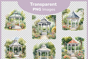 Garden Gazebo PNG Clipart Bundle, a Decorative Illustration by Digital Dreamscaping (Thumbnail 3 of 10)