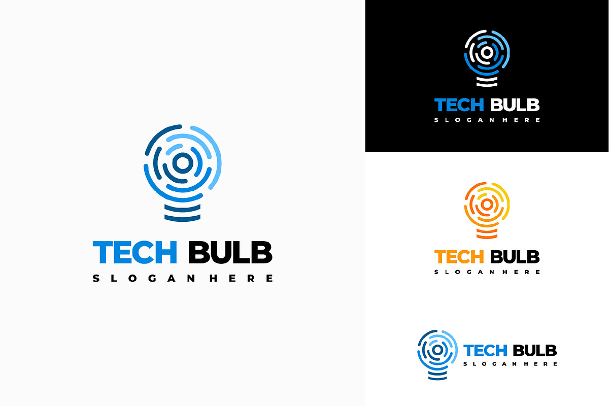 Set of Modern Tech Bulb logo designs, a Branding & Logo Template by Lucky Creative (Photo 4 of 5)
