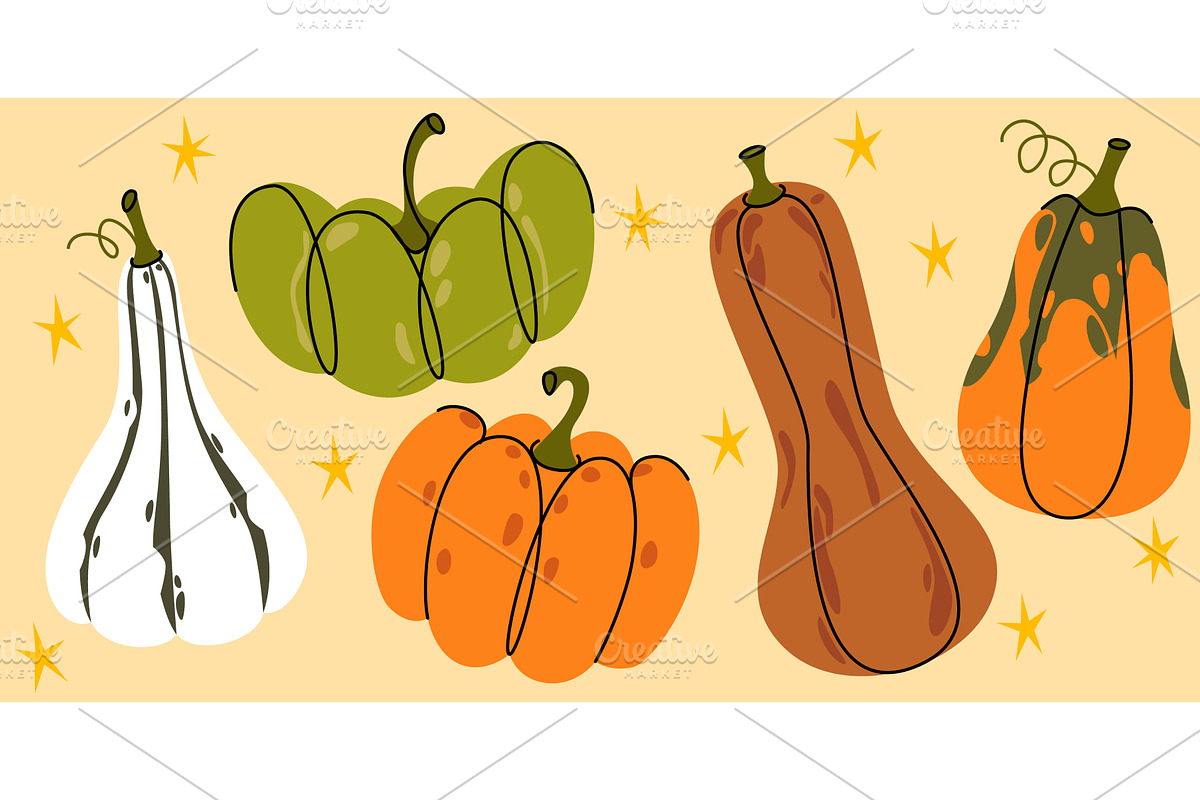 Pumpkin autumn harvest doodle, a Food Illustration by art PVP - market