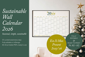 2026 Eco Wall Calendar: Golden Straw, a Poster Template by Elibee