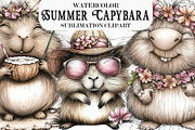 Whimsical Summer Capybara Clipart, an Illustration by Designking (Thumbnail 1 of 5)