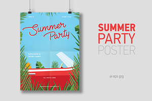 Summer party poster, a Seasonal Illustration by Good Studio
