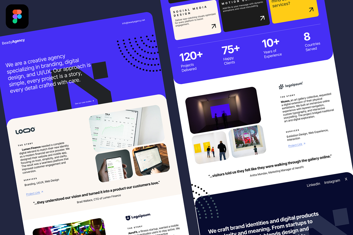 Design Agency Case Study Web Figma, a Landing Page Template by BeadyLab (Photo 1 of 5)