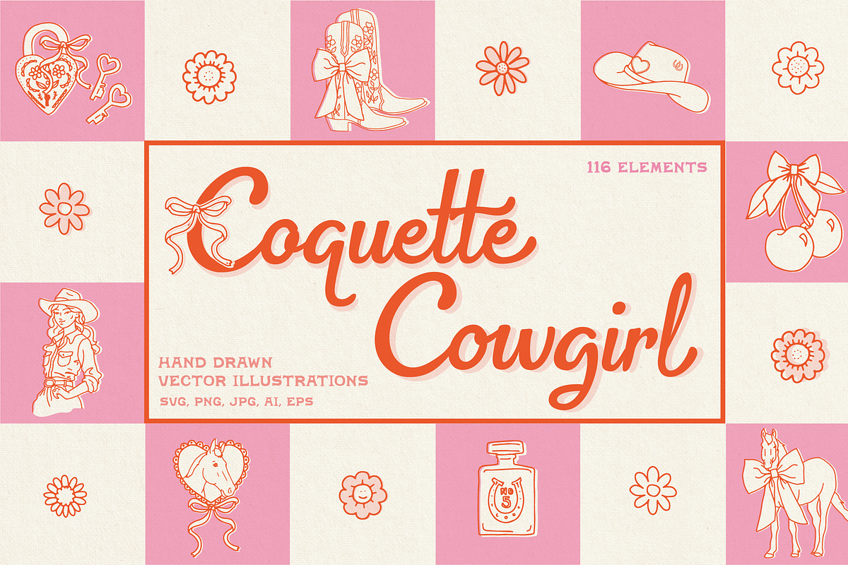 Coquette Cowgirl Illustrations, an Illustration by Antiquaria (Photo 1 of 9)