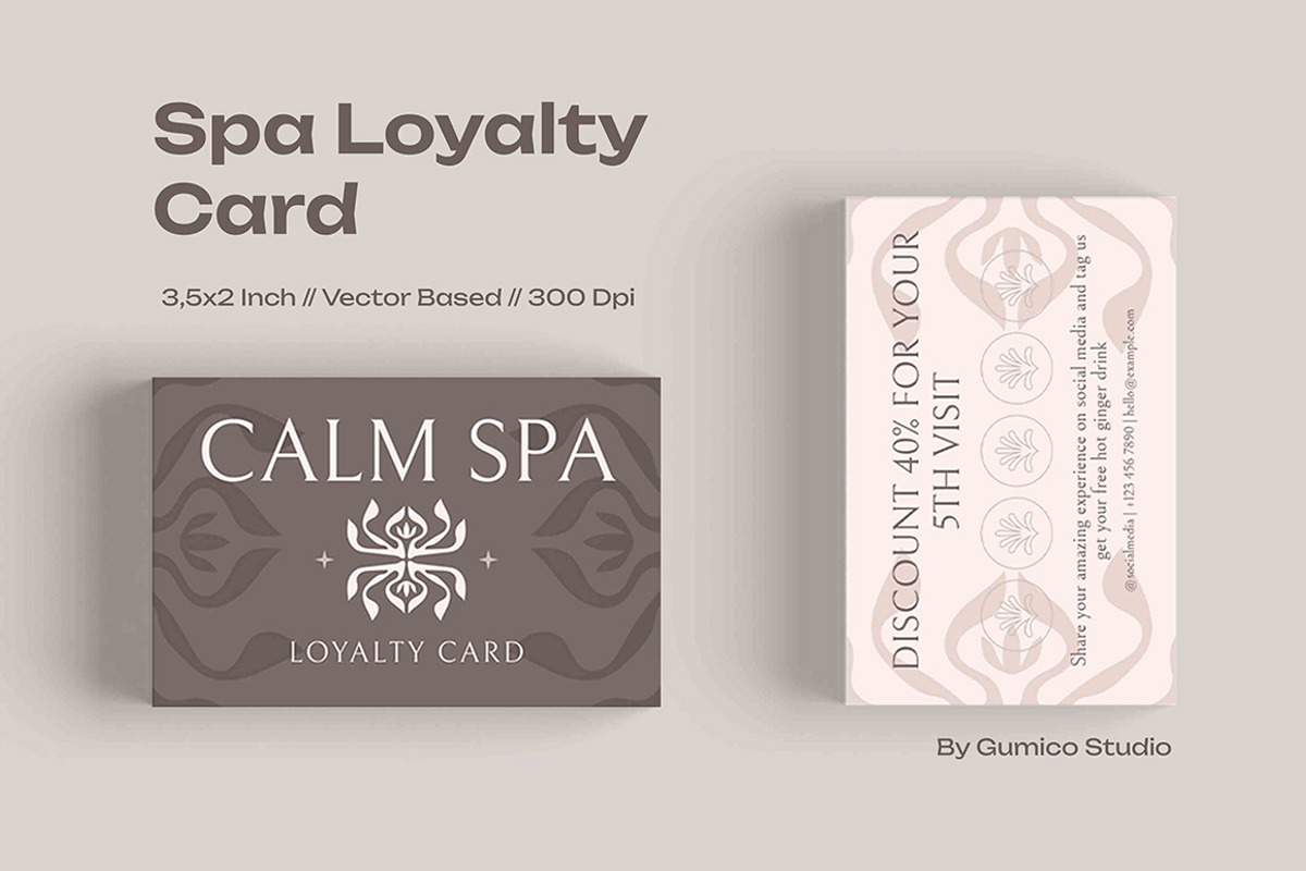 Brown Modern Spa Loyalty Card, a Business Card Template by Gumico Studio. (Photo 1 of 3)