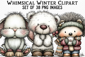 Whimsical Winter Clipart, an Illustration by Craft Nest