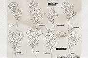Birth Flowers Outline Stamps, a Brush Add-On by CaraulanStore (Thumbnail 2 of 9)