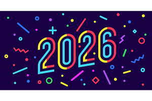 2026, Happy New Year. Greeting card, an Illustration by Foxys Graphic