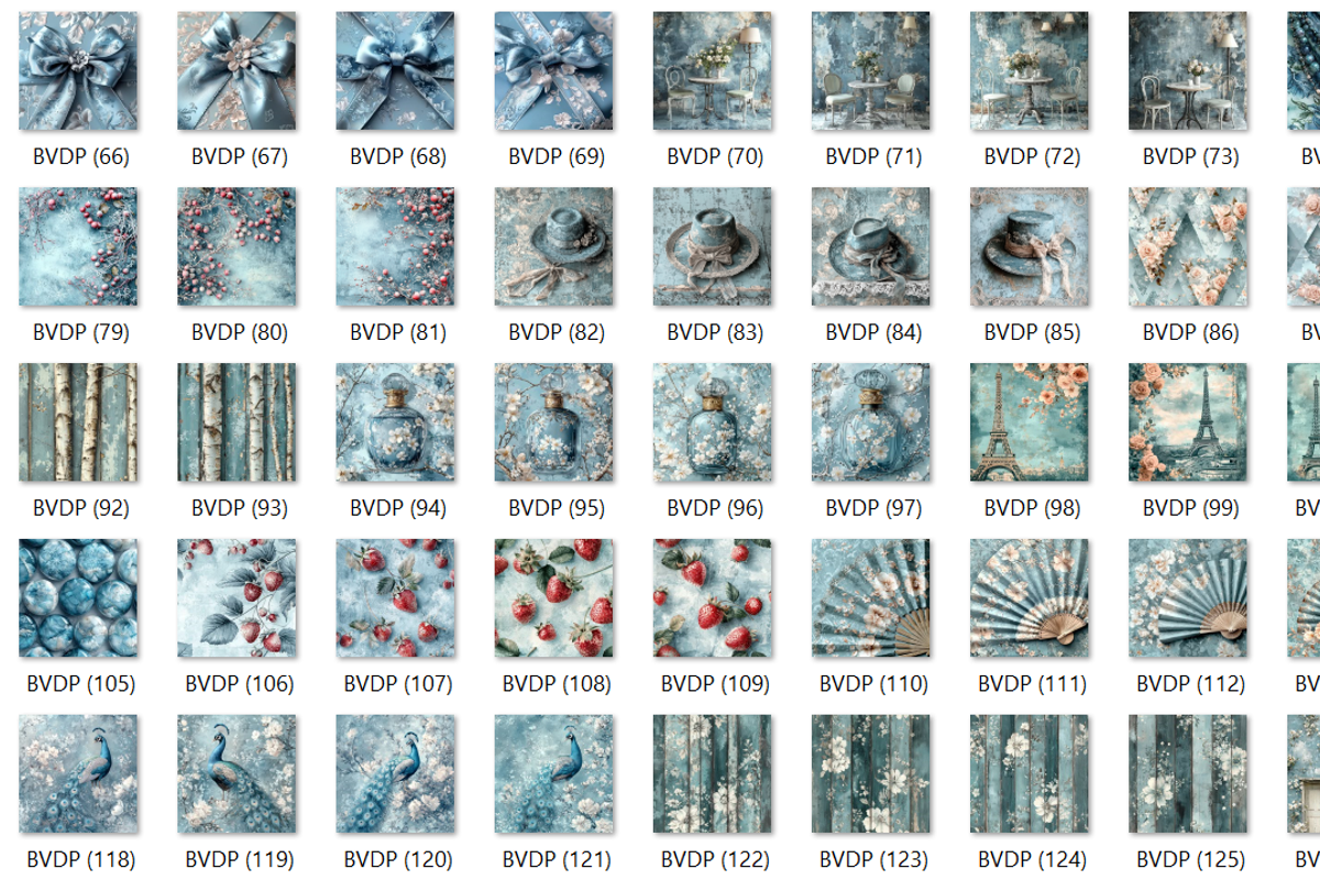 260 Blue Vintage Digital Paper, an Illustration by HubbaDigitals (Photo 3 of 5)