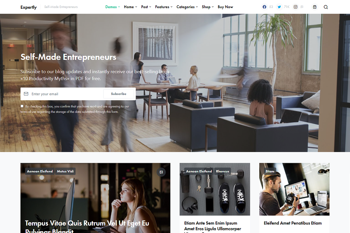 WordPress Minimal Blog Theme, a Landing Page Template by Elite Templates (Photo 3 of 9)