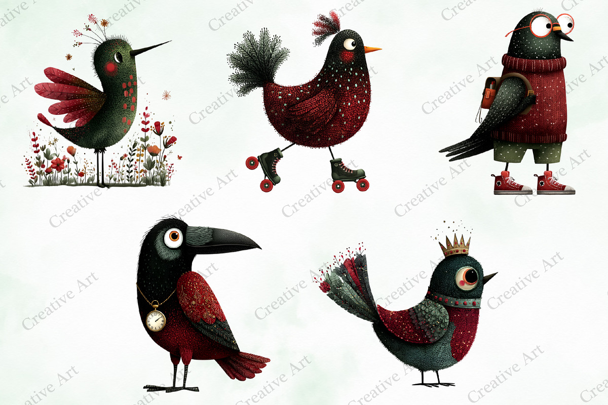 Whimsical & Quirky Bird Clipart, an Illustration by Creative Art (Photo 7 of 10)