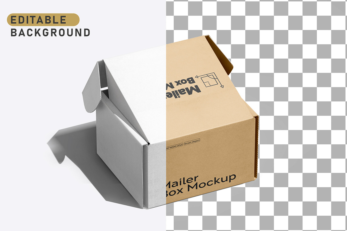 Square Kraft Mailer Box Mockup Set, a Packaging Mockup by pixelmock (Photo 5 of 16)