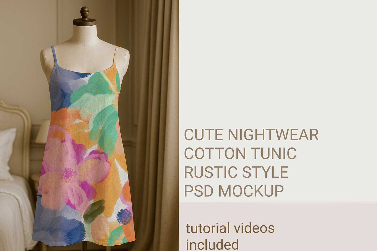 Night wear tunic psd rustic mockup, a Shirt Mockup by jenartstudio (Photo 3 of 3)