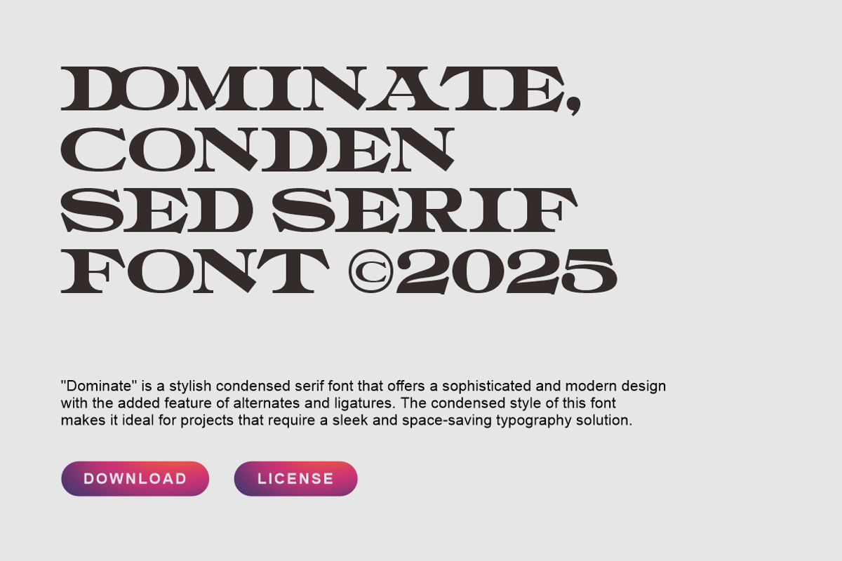 Dominate - Condensed Serif Font, a Serif Font by Wasabib Studio (Photo 5 of 8)