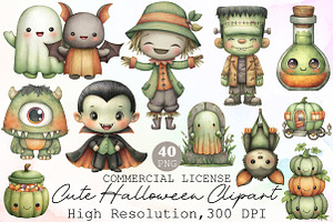 Cute Halloween Clipart Bundle, an Illustration by Sublimation Artist