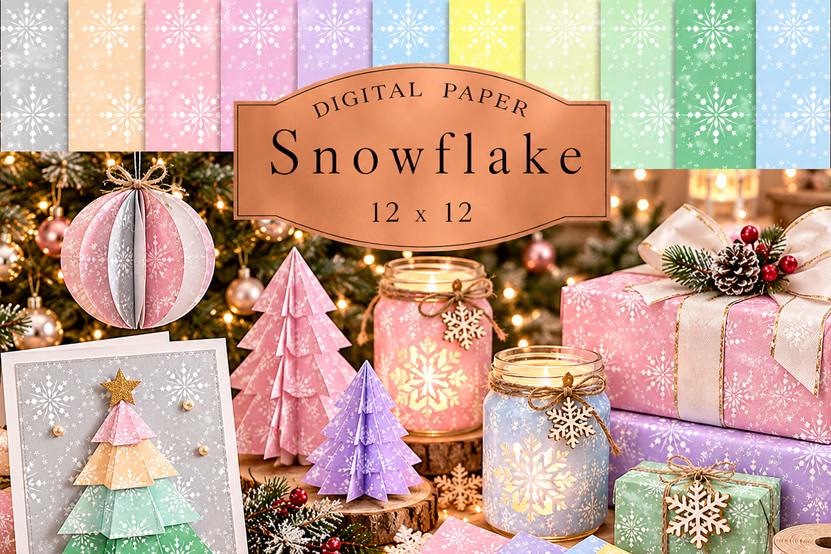 Christmas Snowflake seamless digital, a Pattern Graphic by Kiwi Fruit Punch (Photo 1 of 4)