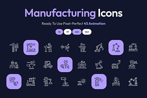 Animated Manufacturing Icon Art Set, an Outline Icon by Prosymbols