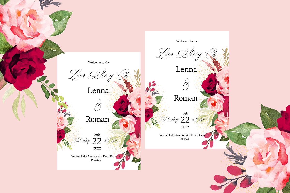 Beautiful Pink Wedding Invitation, an Invitation Template by Weddinginvitation by Fati (Photo 1 of 2)
