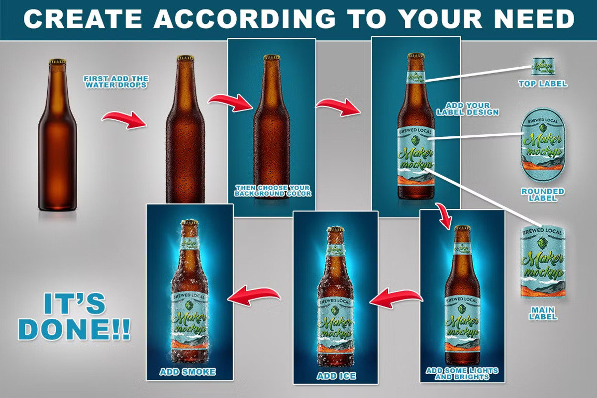 Beer Bottle Mockup, a Product Mockup by Bruno's Shop (Photo 3 of 8)