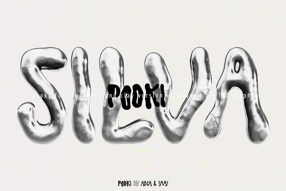 Display font POOKI | 3D metal bubble, a Font by ana & yvy (Photo 14 of 18)