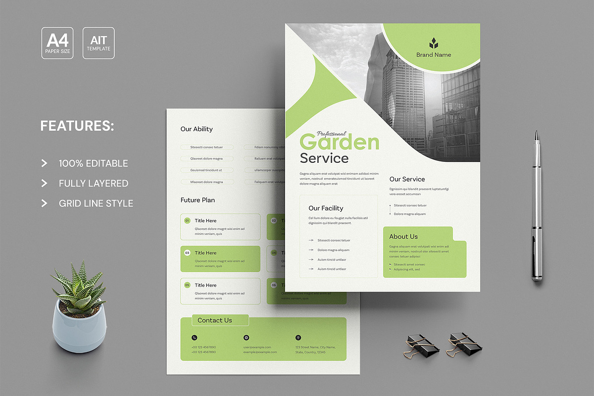 Two Page Garden Service Flyer, a Flyer Template by White Graphic (Photo 1 of 2)