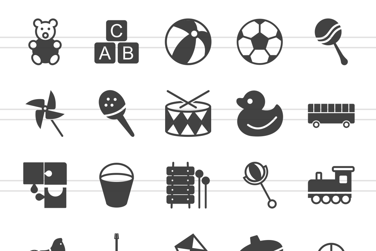 50 Toy Set Glyph Icons preview 2