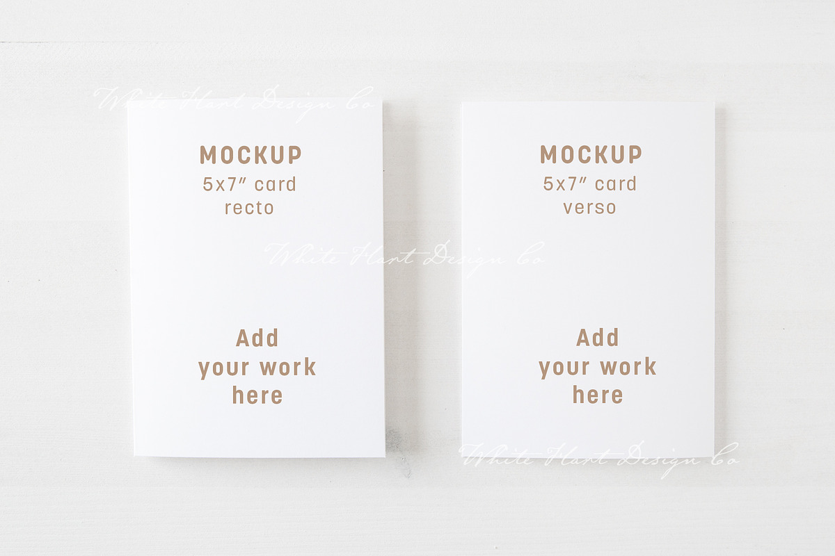 Double 5x7 card mockup, a Product Mockup by White Hart Co.