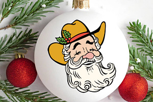 Santa Face Cowboy Hat Svg, Png Cut